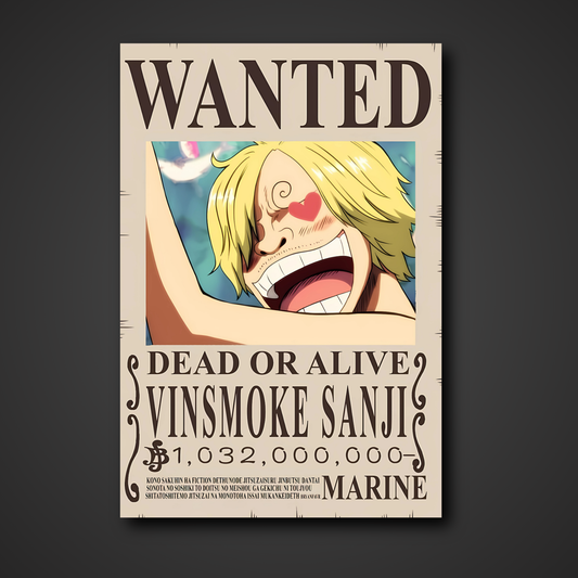Vinsmoke Sanji 1.032 Billion Berry Bounty Poster - A3 & A4 One Piece Wall Art