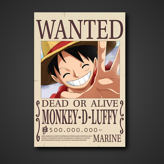 Monkey D. Luffy 500 Million Berry Bounty Poster - 12x18 & A4 Anime Wall Art