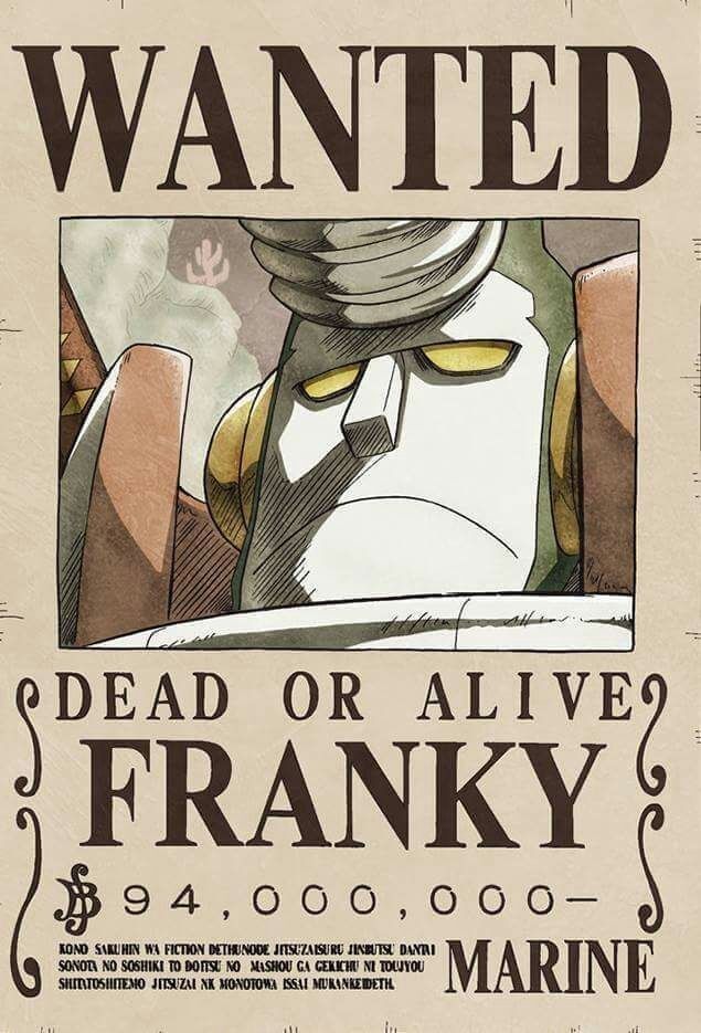 Franky 94 Million Berry Bounty Poster - 12x18 & A4 One Piece Wall Art