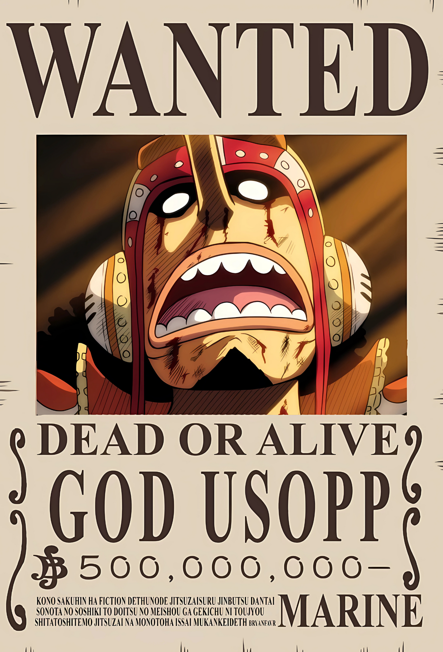 "God" Usopp 500 Million Berry Bounty Poster - A3 & A4 One Piece Wall Art
