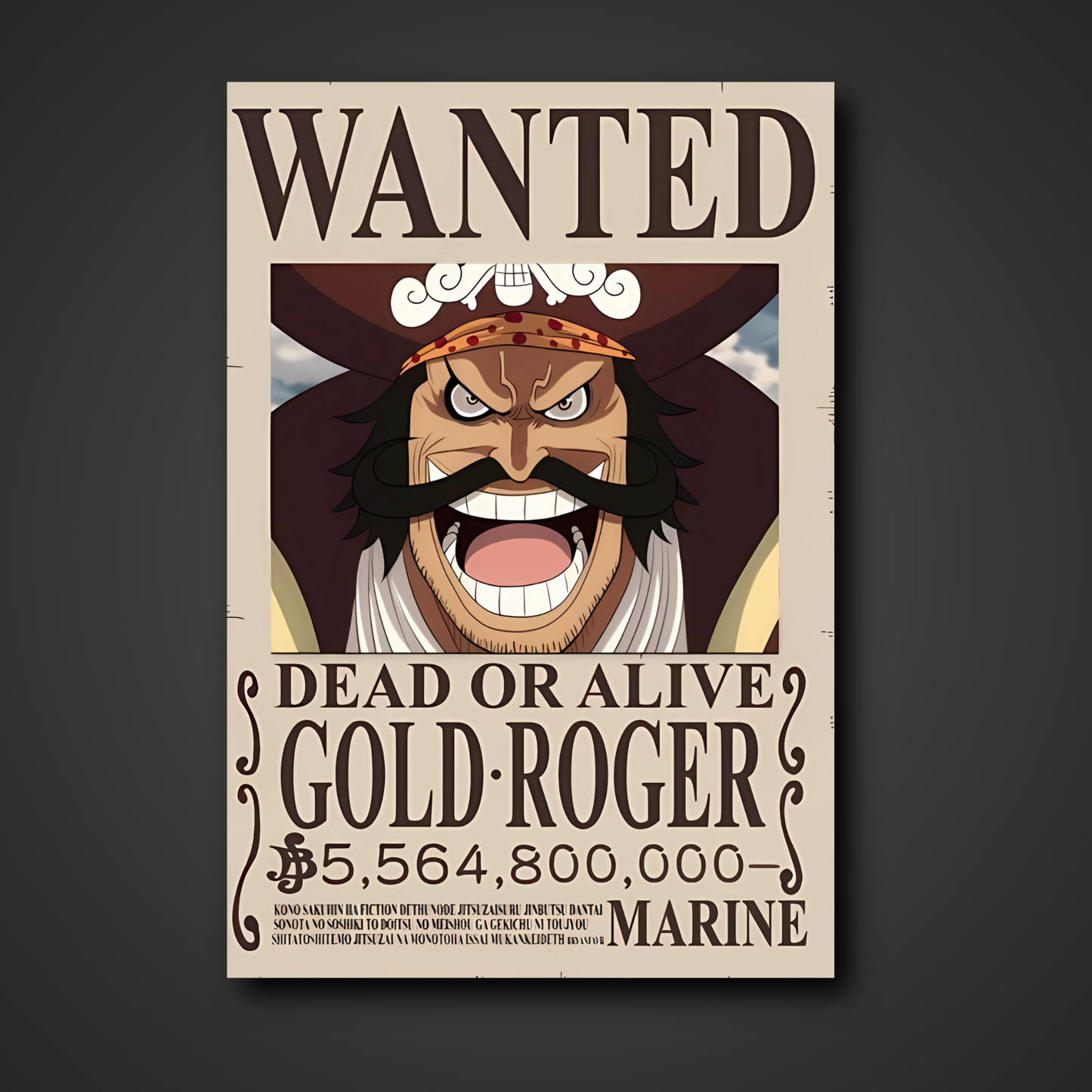 Gol D. Roger 5.56 Billion Berry Bounty Poster - A3 & A4 One Piece Pirate King Wall Art