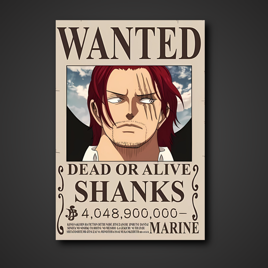 Shanks 4.04 Billion Berry Bounty Poster - A3 & A4 One Piece Wall Art