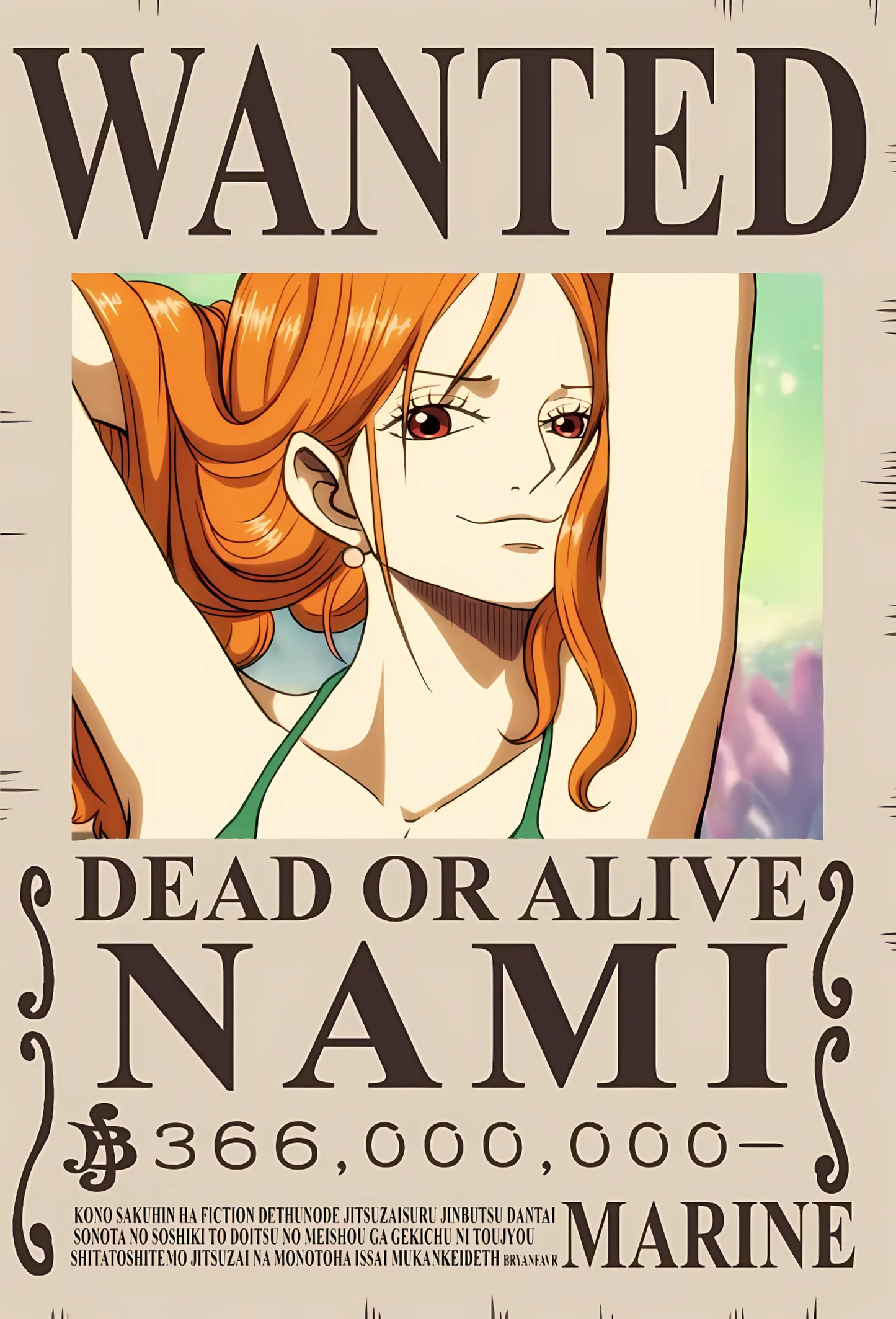 Nami 366 Million Berry Bounty Poster - A3 & A4 One Piece Wall Art