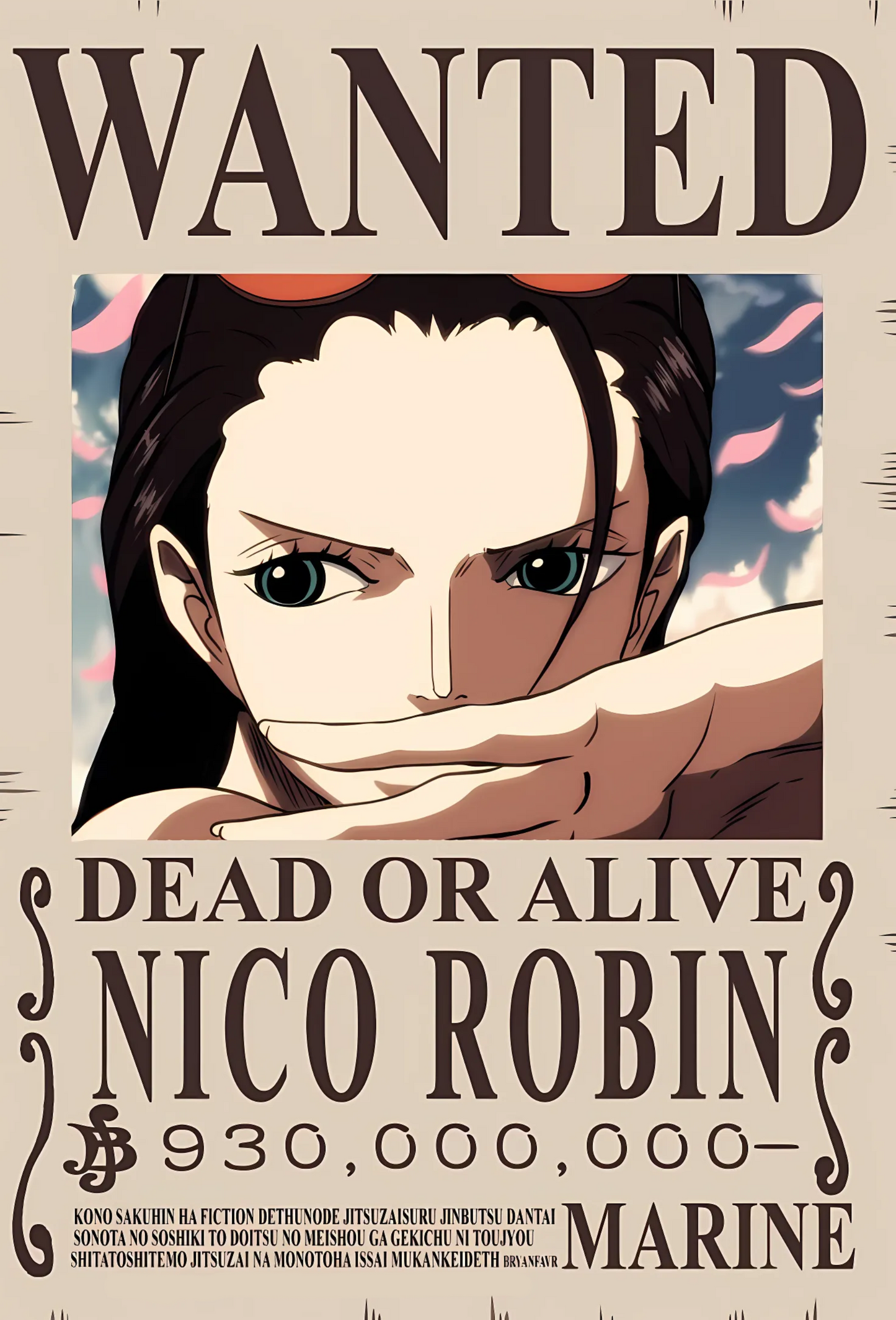 Nico Robin 930 Million Berry Bounty Poster - A3 & A4 One Piece Wall Art
