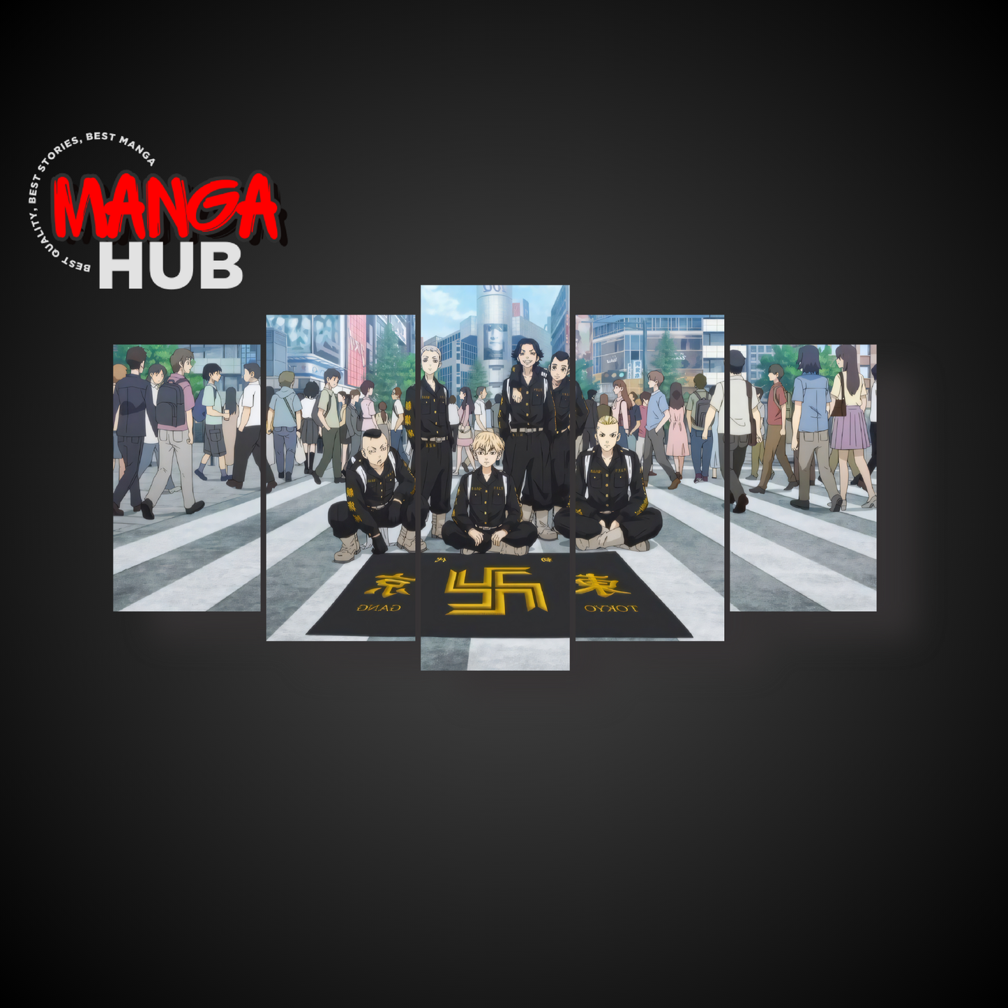 Tokyo Revengers Full Gang Wall Art | 5-Panel Wall Art