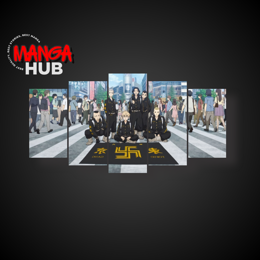 Tokyo Revengers Full Gang Wall Art | 5-Panel Wall Art