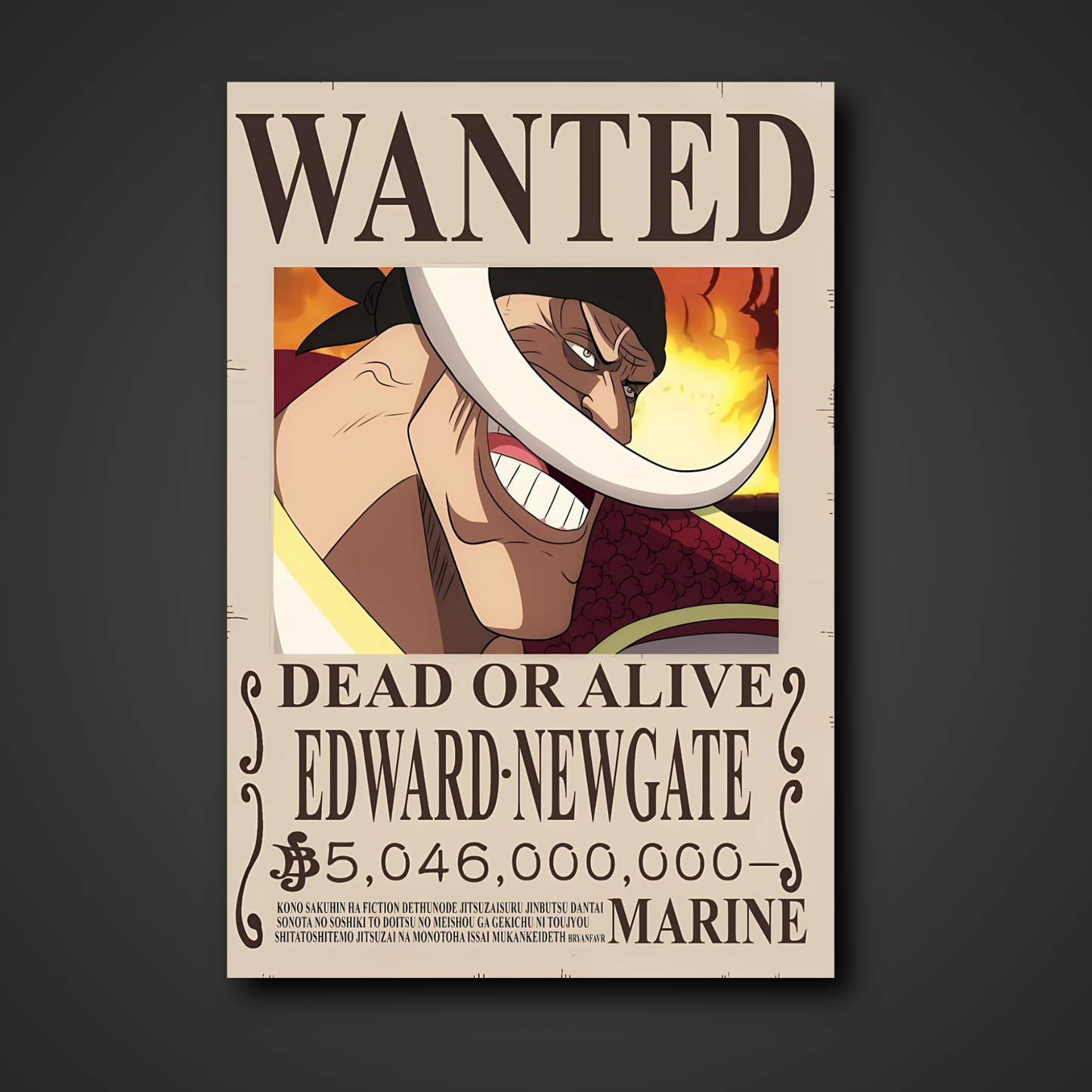 Edward Newgate 5.046 Billion Berry Bounty Poster - A3 & A4 Whitebeard Wall Art