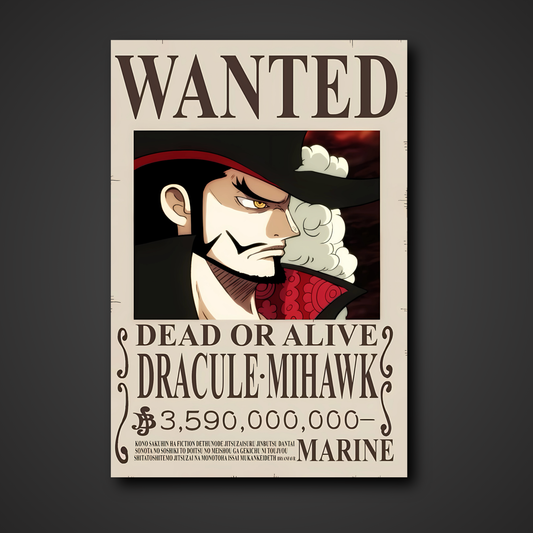 Dracule Mihawk 3.59 Billion Berry Bounty Poster - A3 & A4 One Piece Wall Art