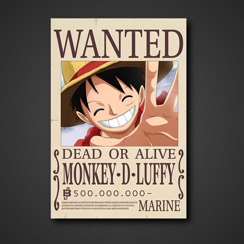 Monkey D. Luffy 500 Million Berry Bounty Poster - 12x18 & A4 Anime Wall Art
