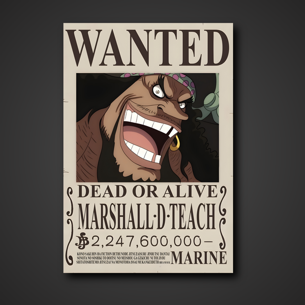 Marshall D. Teach "Blackbeard" 2.247 Billion Berry Bounty Poster - A3 & A4 One Piece Wall Art