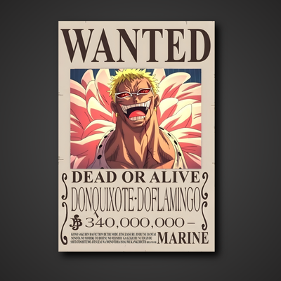 Donquixote Doflamingo 340,000,000 Berry Bounty Poster - A3 & A4 One Piece Wall Art