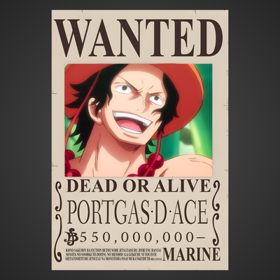 Portgas D. Ace "Fire Fist" 550 Million Berry Bounty Poster - A3 & A4 One Piece Wall Art