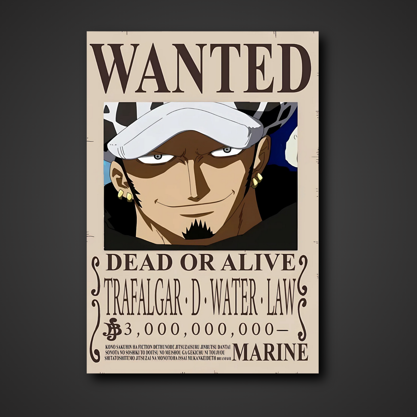 Trafalgar D. Water Law 3 Billion Berry Bounty Poster - A3 & A4 Anime Wall Art