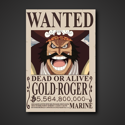 Gol D. Roger 5.56 Billion Berry Bounty Poster - A3 & A4 One Piece Pirate King Wall Art