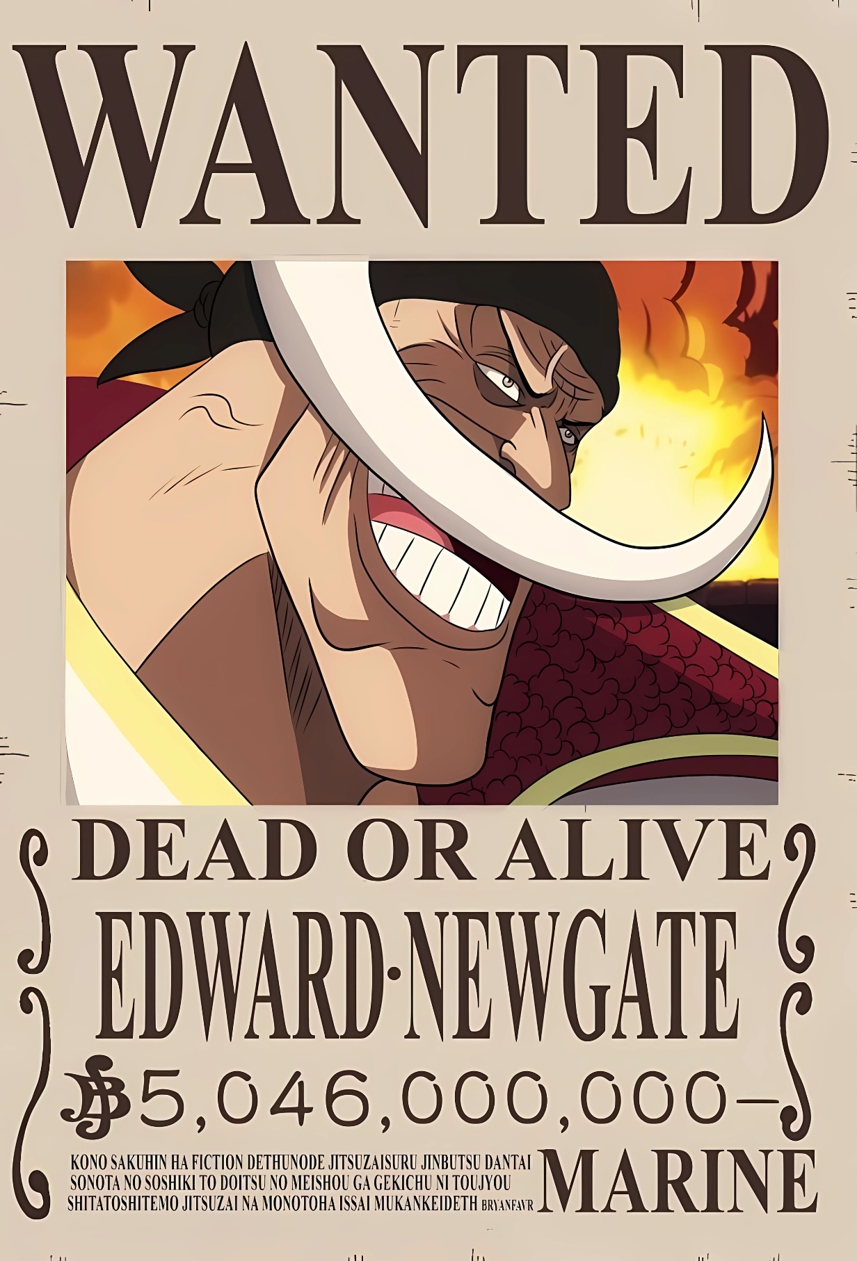 Edward Newgate 5.046 Billion Berry Bounty Poster - A3 & A4 Whitebeard Wall Art