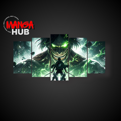 Attack On Titan Eren vs Levi Wall Art | 5-Panel Wall Art
